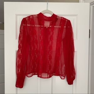 Red Lace Topshop Top